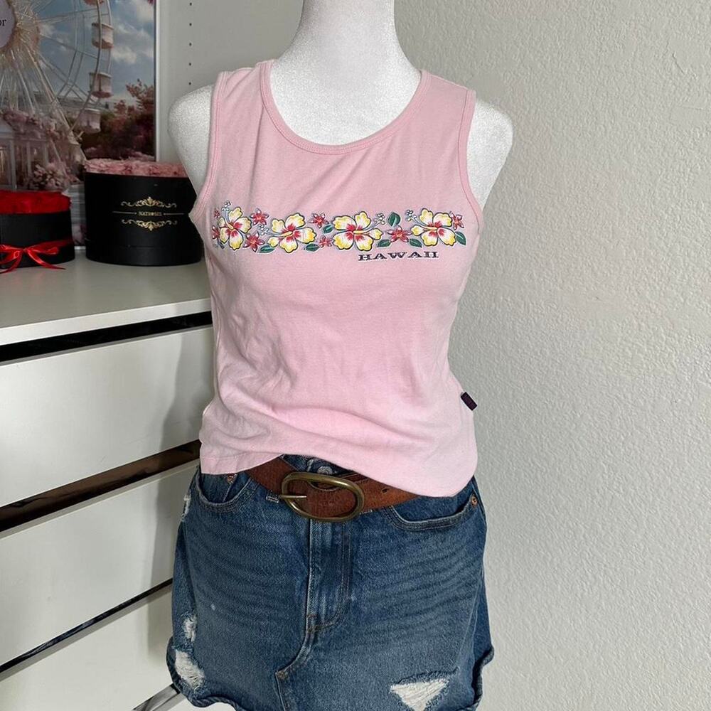 Vintage pink hawaii tank top
